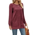 thumbnail image 2 of Dresses for Women Long Sleeve Ribbed Sweater Dress Fall Loose Fit Casual Dresses with Pockets, 2 of 3