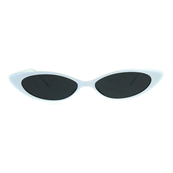 Womens Classic Vintage Narrow Goth Cat Eye Plastic Sunglasses White Black