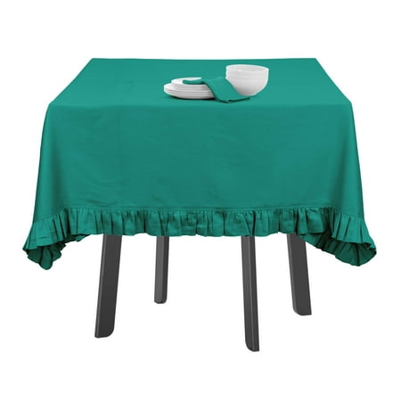 

Vargottam Ruffle Tablecloth Table Linens Rectangular Table Covers For Party Decor Solid Dining Tabletop Covers Cotton Tablecloths Teal Green 54 x 72 Inches