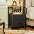 thumbnail image 4 of Night Stand Set of 2, Nightstand with 2 Drawers, Bed Side Table with Open Shelf, Wooden Top, End Table, Fabric Drawer, for Bedroom, 4 of 8