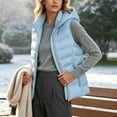 thumbnail image 4 of Bzdzmqm Womens Plus Size Hooded Zip Up Vest Warm Casual CoverUp Outwear Fall Winter Basic Jacket for Women Outdoor Daily Wear, Light Blue 3XL, 4 of 7