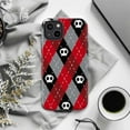 thumbnail image 6 of Skull Argyle Phone Case, Red Black Gray Gothic Pattern Protective iPhone Cover for iPhone 17 16 15 14 13 12 11 Pro Plus Mini, 6 of 6