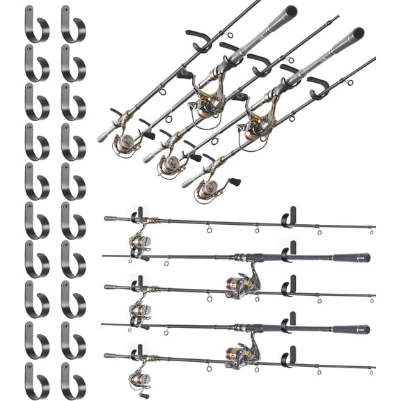 Fishing Rod/Pole Holder, Wall Ceiling Mounted Horizontal Rack for Storage Organizer