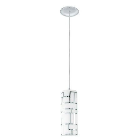 92562A-Eglo Lighting-Bayman - One Light Mini Pendant Chrome Finish with White Glass