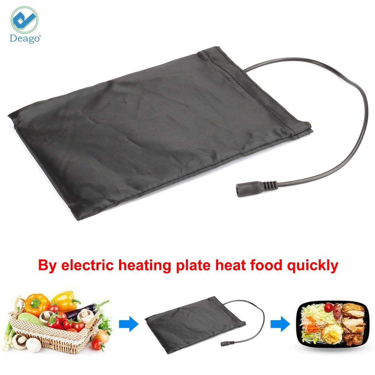 Deago 12V Portable Electric Food Warmer Heating Lunch Box Bag Mini Oven Container for Car (Black)