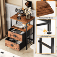 thumbnail image 5 of Furologee Nightstand with Charging Station, End Table with LED Lights, Bedside Table with USB Ports & Outlets, Night Stands with 2 Drawers, Side Table for Living Room/Bedroom, 5 of 8