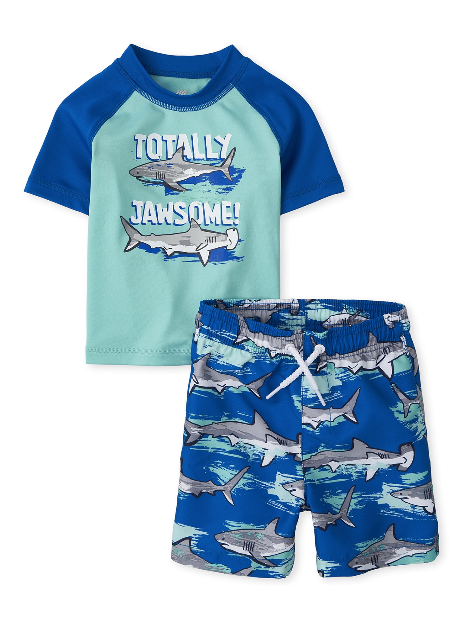 The Children's Place Baby Toddler Boy Rash Guard & Swim Trunks, 2pc Set