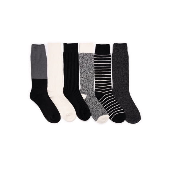 MUK LUKS Women's Mid-Calf Tall Boot Socks, 6-Pack, Fits Shoe Sizes 6-11