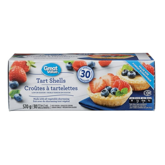 Great Value Tart Shells, 30 x 3" (7 cm) tart shells, 570 g
