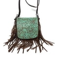 thumbnail image 2 of Western Genuine Leather Cowgirl Crossbody Messenger Fringe Laser Cut Purse Bag, 2 of 6