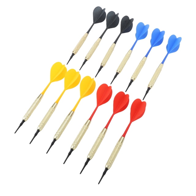 Plastic Tip Darts, Iron Shaft Light Weight Plastic Points Darts Comfortable Grip Anti Slip Pattern Versatile Safe with Extra Tips for Indoor