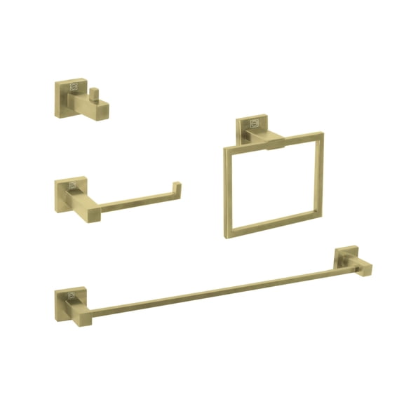 Isla 4-Piece Bathroom Hardware Set in Brushed Gold
