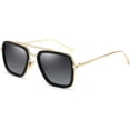 thumbnail image 1 of Gafas de sol cuadradas de aviador vintage para hombre con montura dorada retro, 1 of 5