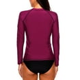 thumbnail image 6 of Alove Women's Solid Zipper Front Rash Guard Long Sleeve Swimsuit Shirt Top UPF 50+, 6 of 7