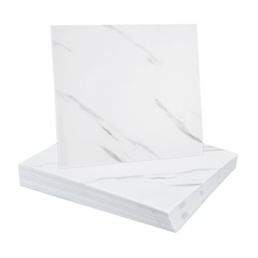 Uxcell 15pcs Peel and Stick Marble Tiles, Waterproof Wall Panel Backsplash, 12"x12" PVC Peel and Stick Shower Tiles for Bathroom, Elegant White Design