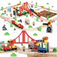thumbnail image 1 of Juego de trenes de madera TOY Life, 80 unidades, para niños y niñas de más de 3 años, 1 of 9