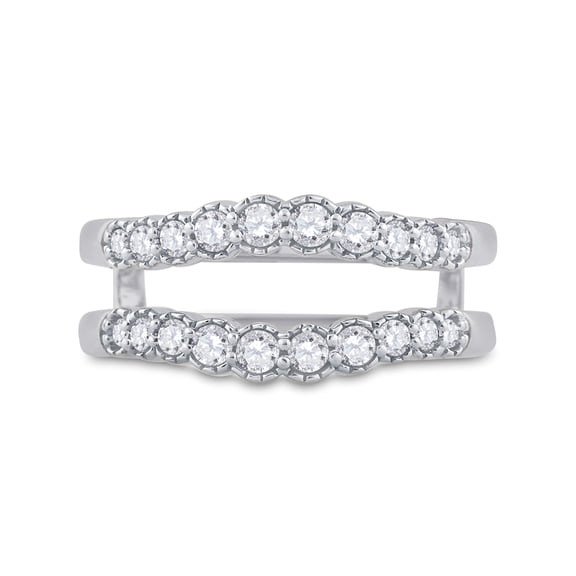 14K White Gold Womens Round Diamond Wrap Ring Guard Enhancer 1/2 Cttw, Womens Size: 5-10