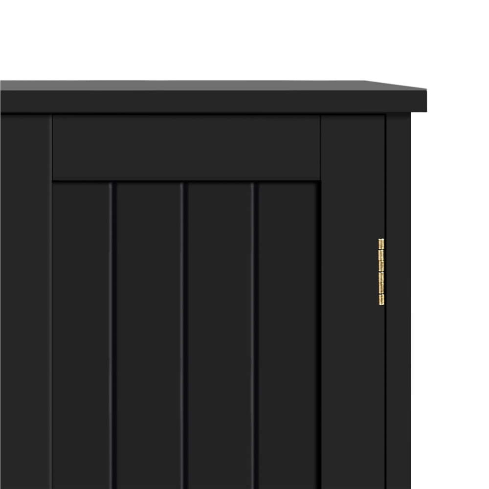 Yaheetech Wooden Bathroom Floor Cabinet with Adjustable Shelf, Black