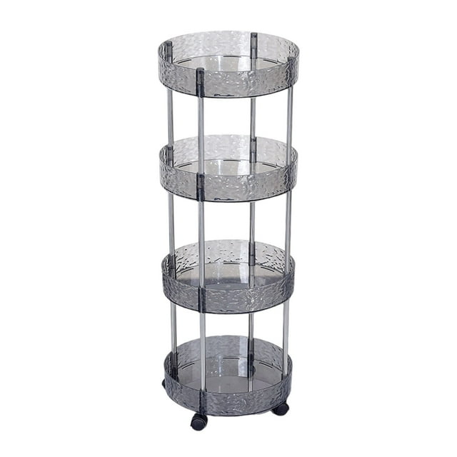 Bathroom Storage Cabinet Four-Layer Kitchen Bathroom Living Room Shelf Floor Storage Rack Multi-Layer Transparent Storage Cabinet Movable Cart Kitchen Storage Cabinets