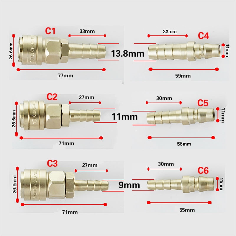 Pneumatic Quick Connector Joint C-type Air Compressor Pump Accessory For PU Hose Nylon Tube High Pressure Coupling Self-locking