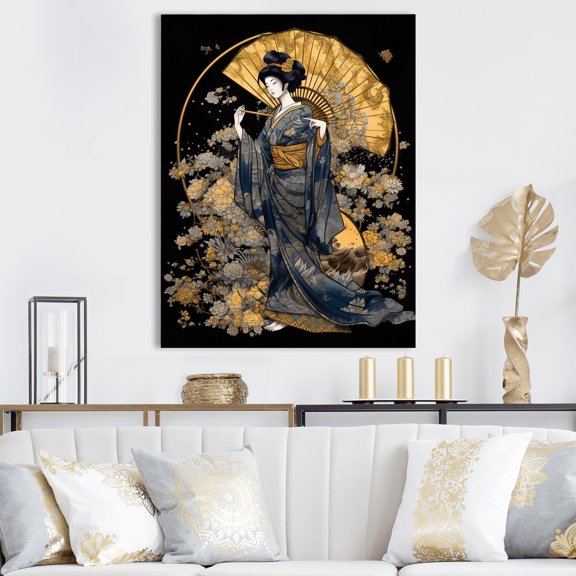 DESIGN ART Designart "Elegant Japanese Woman Vi" Japon Woman  Wall Art Prints 24 in. wide x 32 in. high