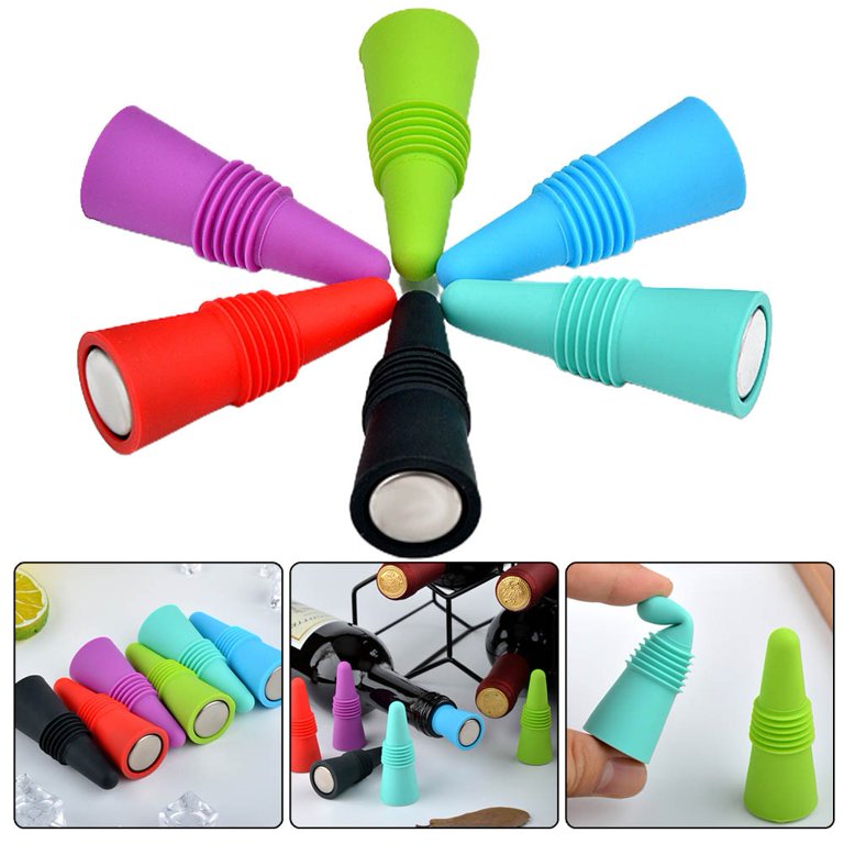 Wine Stoppers - Silicone Wine Bottle Caps - Reusable and Unbreakable Sealer  Covers - Beverage Corks to Keep Wine Fresh for Days with Air-Tight Seal 