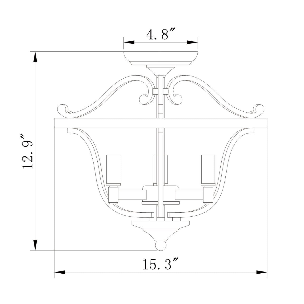 Warehouse of Tiffany Karl Chrome 3-Light Semi-Flush Mount Light