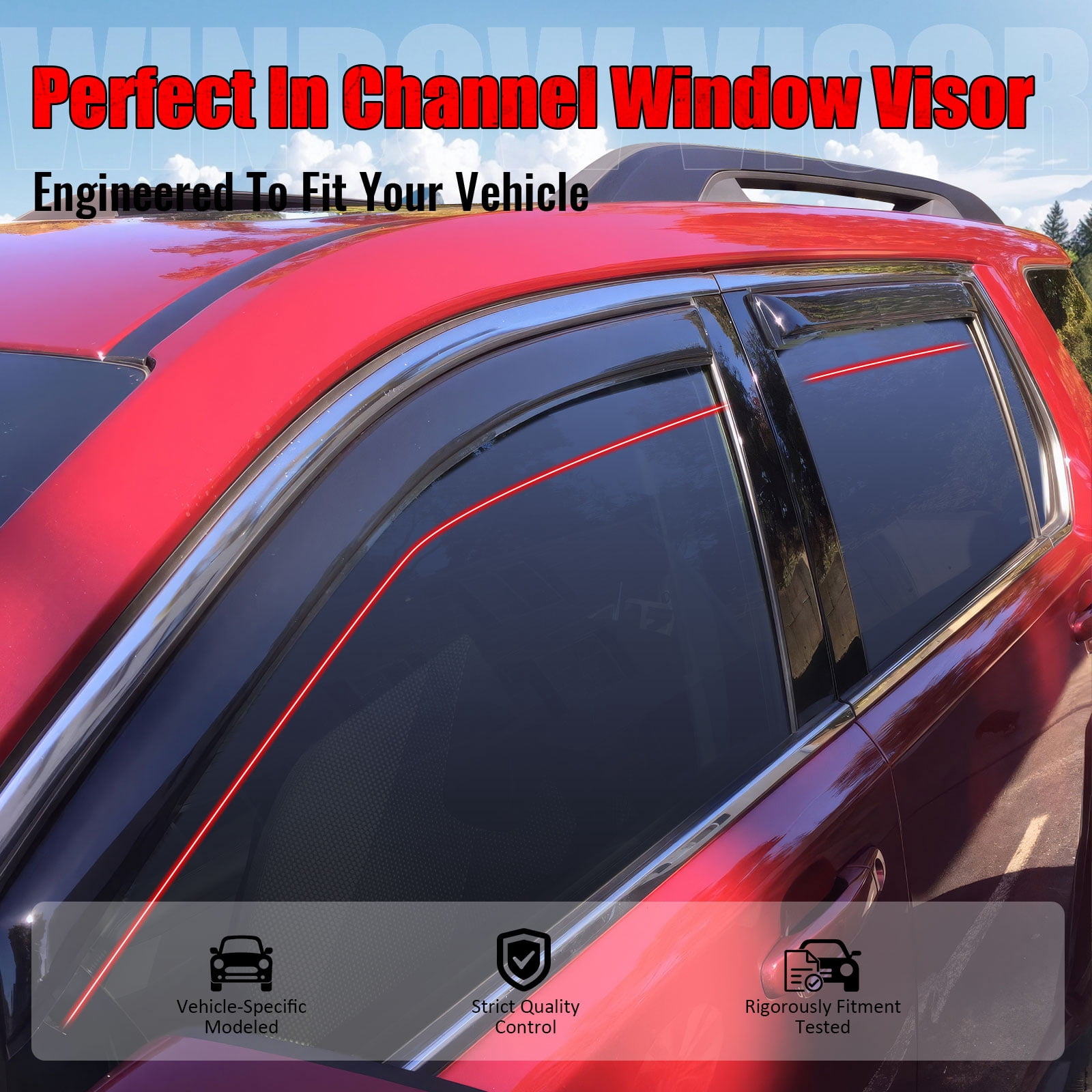Ikon Motorsports In-Channel Window Visors Fits 2010-2017 GMC Terrain, Slim Style Side Door Rain Vent Guard Deflectors, Acrylic Smoke 4PCS