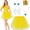 Yellow, variant on 5 Pcs Princess Costume & Accessories Set for Gir'ls, Crown/Brooch/Earring/Tutu Skirt Halloween Cosplay Dress Up (Blue)