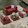thumbnail image 4 of MRUAKA 5 Pieces Patio Conversation Set, Outdoor Sectional PE Rattan Wicker Furniture Seat,Red, 4 of 7