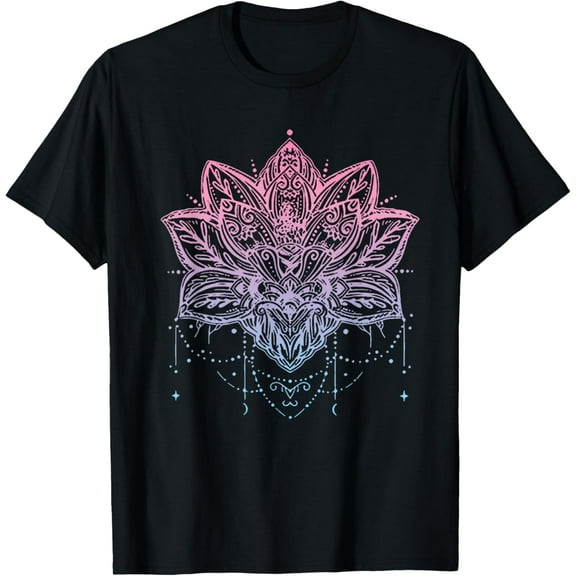 Mandala Shirt for Women Lotus Flower Graphic India Buddhism T-ShirtMen's and women's gift, black and white T-shirt, size: Extra large S-4XL
