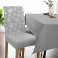 thumbnail image 6 of Chair Covers for Dining Room Set of 8,Christmas Snowflake Stretch Seat Protector Removable Washable Chairs Slipcovers for Kitchen Banquet Wedding Hotel,Winter Snowfall on Sage Green, 6 of 6