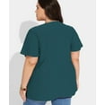 thumbnail image 2 of CASSIE LIZ Plus Size Tops for Women Teal Blue Short Sleeve Blouses Fashion Crew Neck Shirts Button Up Embroidered Tee Loose Fit Tunics Spring Summer Casual Pullover XL 14W 16W, 2 of 7