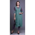 thumbnail image 2 of Bimba Rayon Slub Straight Kurti 3/4 Sleeve Printed Tunic Top Summer Clothing, 2 of 6