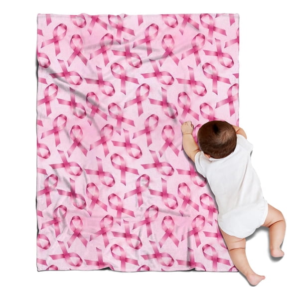 Pink Breast Cancer Blanket,Comfortable Soft Flannel Throw Blanket,All Season,Warm Lightweight Blankets for Sofa Bed Couch Living Room Chair,30"x40"