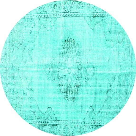 Ahgly Company Indoor Round Persian Turquoise Blue Traditional Area Rugs, 7' Round