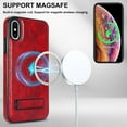 thumbnail image 6 of for iPhone X/XS PU Leather Back Case, Built-in Invisible Stand [Compatible with Magsafe] Protective Slim Kickstand Anti-fall Phone Cover Compatible with iPhone X/XS, Winered, 6 of 8