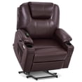 thumbnail image 3 of MCombo Medium-Wide Power Lift Recliner Chair Sofa with Massage and Heat for Elderly People, Cup Holders, USB&Type C Ports, Side Pockets, Faux Leather (Dark Brown, Medium-Wide), 3 of 14