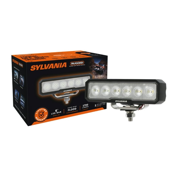 SYLVANIA Rugged 6 Inch Flood LED Light Bar - Flood Light 1700 Raw Lumens, Off Road Driving Work Light, Truck, Boat, Tractor, ATV, UTV, SUV, 4x4 (1 PC)