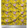 thumbnail image 1 of Soimoi Modal Satin Fabric Hummingbird,Leaves & Rose Floral Decor Fabric Printed Yard 42 Inch Wide, 1 of 1