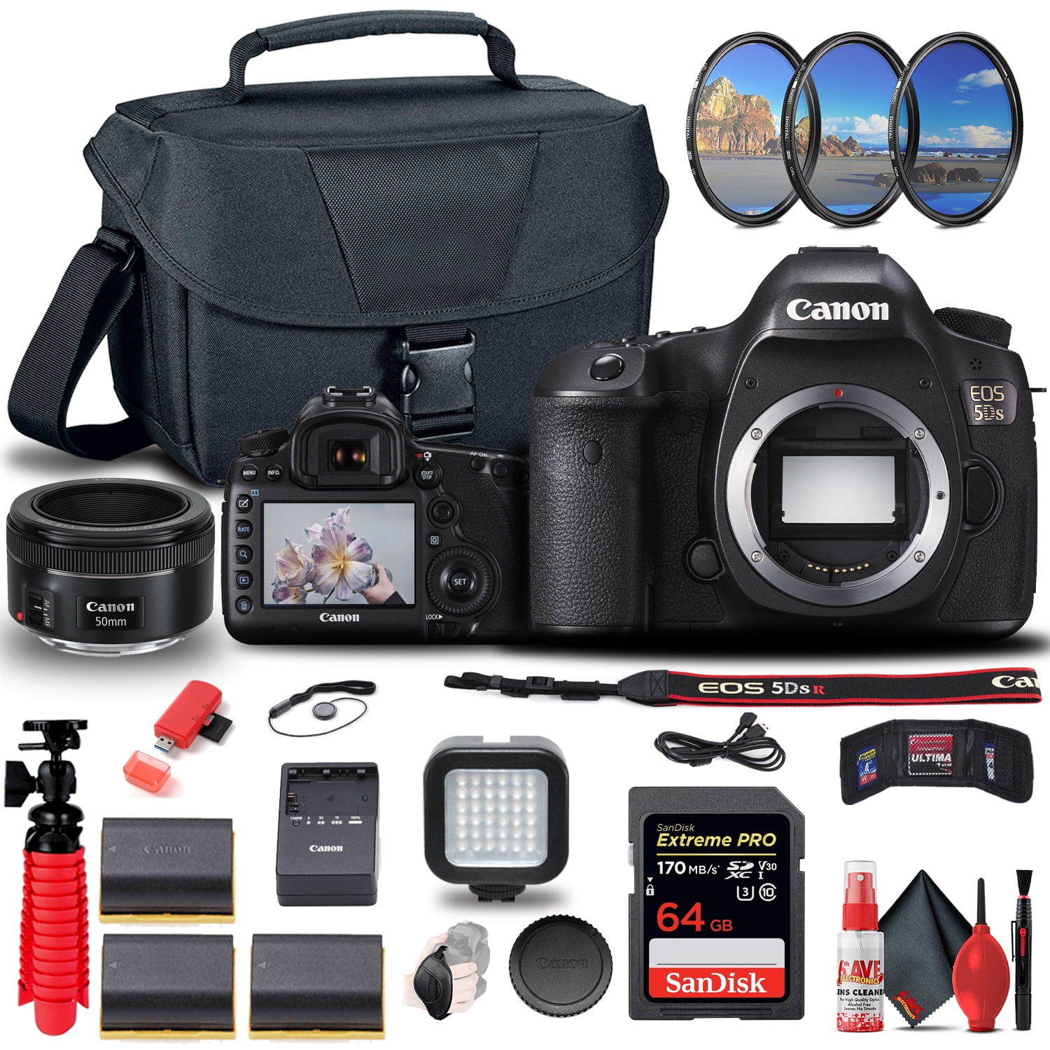 Canon EOS 5DS DSLR Camera (0581C002) + Canon EF 50mm Lens + 64GB + More (International Version)