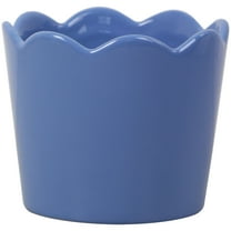 Mainstays 4in Scallop Blue Round Ceramic Planter