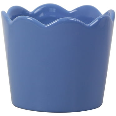 Mainstays 4in Scallop Blue Round Ceramic Planter