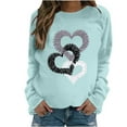 thumbnail image 3 of GUZOM Womens Mint Green Valentine's Day Heart Print Pullover Sweatshirt - Relaxed Fit Soft Polyester Casual Loungewear Festive Gift for Her,Size 3XL, 3 of 4