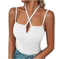 thumbnail image 2 of qolati Womens Halter Tank Tops Spaghetti Strap Adjustable Ribbed Going Out Tops 2025 Summer Fashion Backless Shirts Sleeveless Tunic Tops Y2k Clothes, 2 of 9