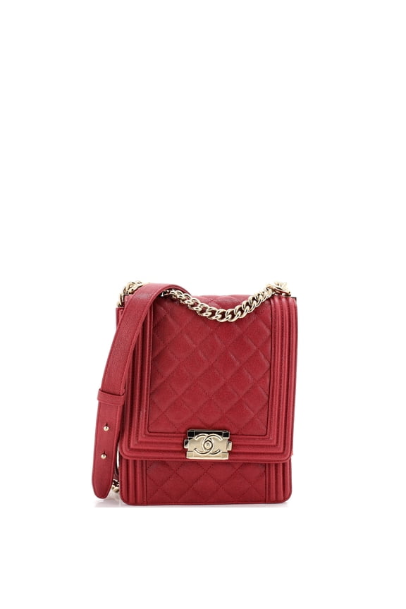 Pre-Owned North South Boy Flap Bag Quilted Caviar Small By Rebag
