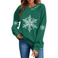 thumbnail image 4 of Christmas Sweatshirts for Women Snowflake Crewneck Long Sleeve Pullover Sweatshirts Holiday Festive Loose Fit Casual Sweatshirts, M, 4 of 5