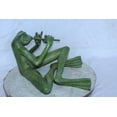 thumbnail image 4 of Nifao Musical Frog Playing Flute Bronze Statue with Green Patina – Home Decor Sculpture, 20"L x 18"W x 12"H, 4 of 9