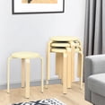 thumbnail image 3 of Costway Set of 4 Bentwood Round Stool Stackable Dining Chair W/Padded Seat Beige\Black, 3 of 11