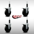 thumbnail image 2 of 5 Inch SS Soft Rubber Swivel 1 Inch Expanding Stem Caster Set Total Lock Brake, 2 of 2